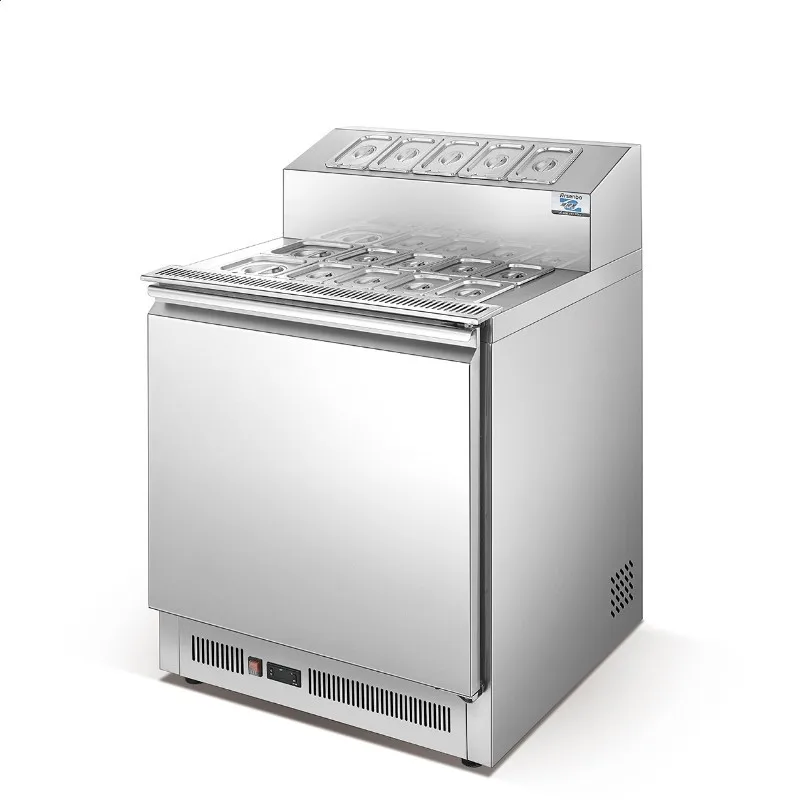 Stainless Steel Cheese Cabinet Ice Cream Dessert Fridge Display Refrigerators Counter Showcase Salad Bar Refrigerator