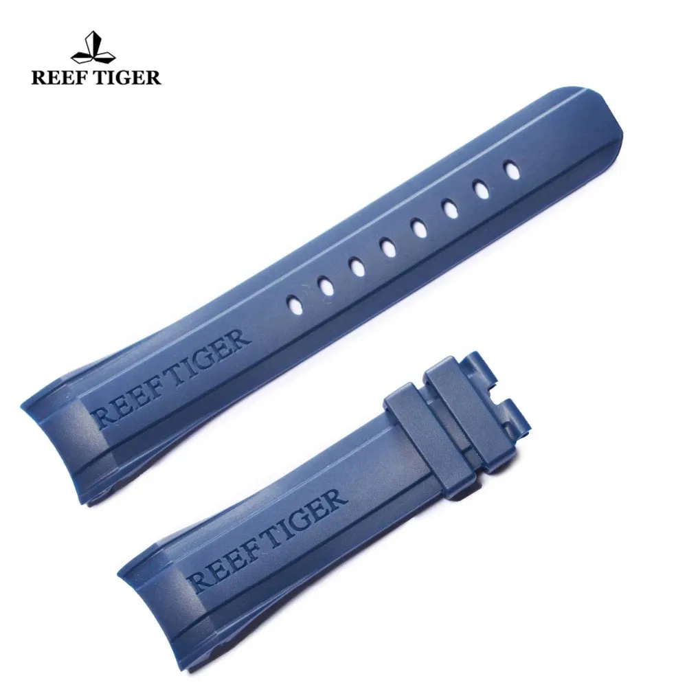 

Reef Tiger/RT Men's Rubber Watch Band Waterproof Blue Durable Rubber Strap 24mm Width with Buckle RGA3503