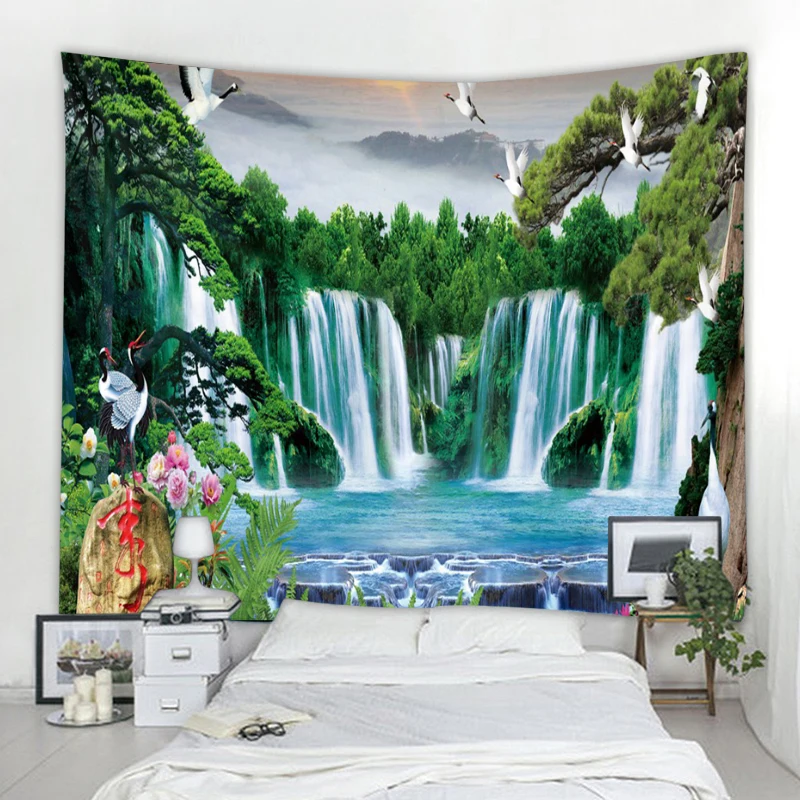 Beautiful nature waterfall landscape tapestry hippie wall boho tapestry mandala wall artist home decor tapestry