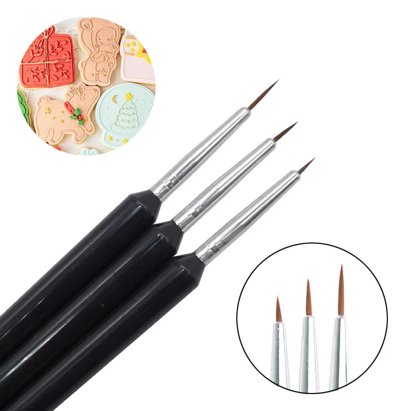 3Pcs Food Paint Icing Brush DIY Fondant Cake Painting Brush Pastry Decoration Baking Cake Decorating Tools Cake Pen Accessories