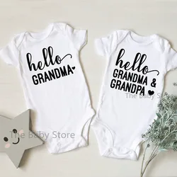 Hallo Opa/Oma/Mama/Papa Baby Ankündigung kleiden neugeborenes Baby Kurzarm Bodysuit lässig Baby Plays uit Stram pler