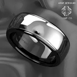 8mm Dome Black Tungsten Carbide Ring Men's Wedding Band Bridal Jewelry Size 6-13 Free Shipping