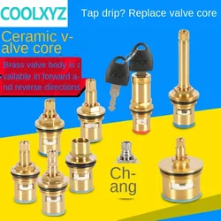 Faucet copper valve core hot and cold water fast opening triangle valve switch ceramic valve core copper head repair parts