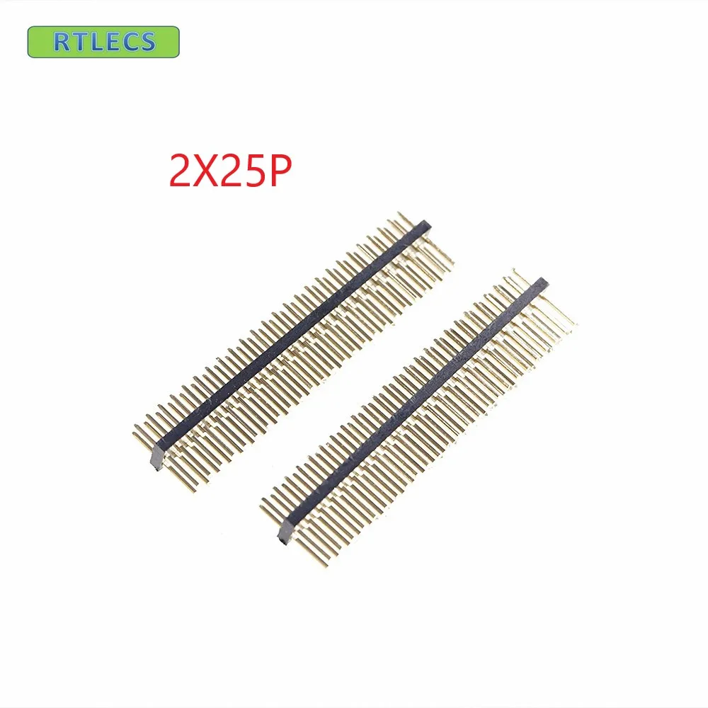 

100pcs 2x25 P 50 pin 1.27mm Pitch Pin Header male dual row Male straight gold flash Rohs Reach double rows pitch 1.27