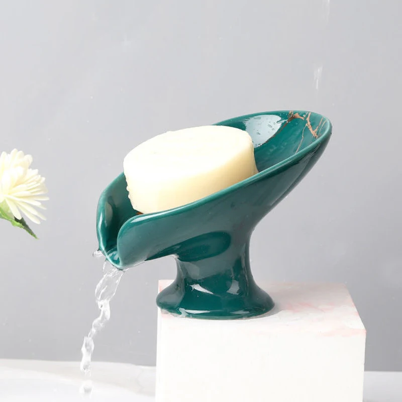 NEW 1PC Ceramic Leaf Shape Soap Box Water Guide Hole Dish Storage Plate Tray Shower Soap Holder Bathroom Supplies