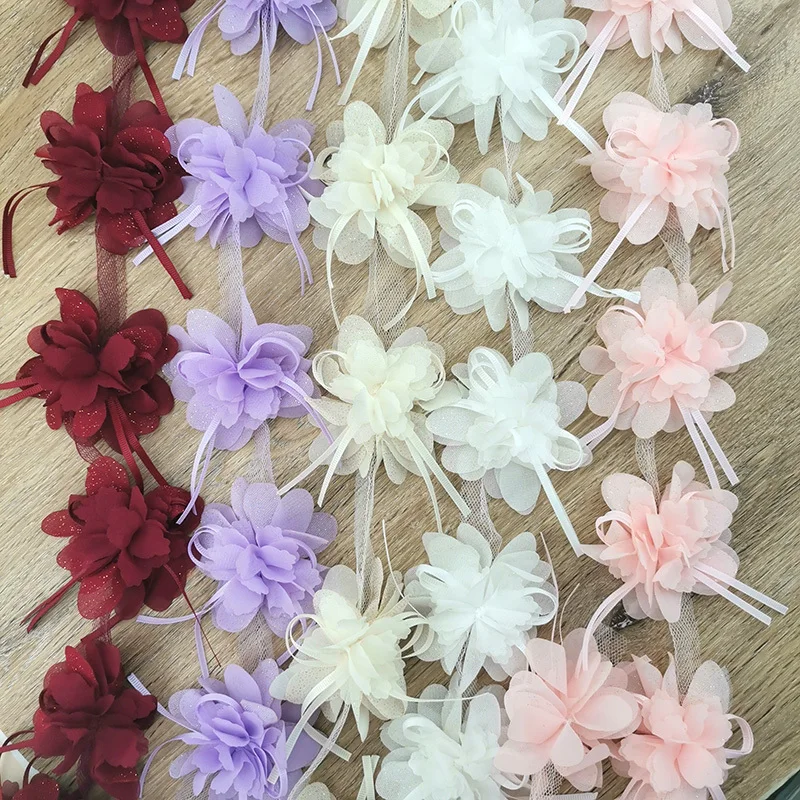 10pcs/roll Width 80mm Chiffon Streamer Flower Dress Clothing Accessories Hairpin Making Handmade DIY Crafts Materials