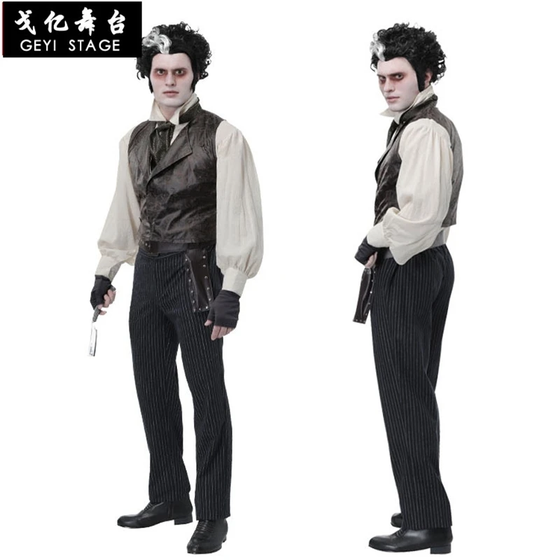 new Sweeney Todd Coslive Weeney Todd Costume Sweeney Todd: The Demon Barber of Fleet Street Movie Cosplay Costume For Men Adult