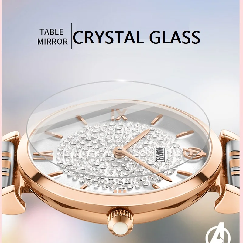 Marvel Avengers For Women Watch Female Luxury Quartz Wristwatch Rhinstone Sapphire Glass Bling Stars Sky Elegant Lady Gift Clock