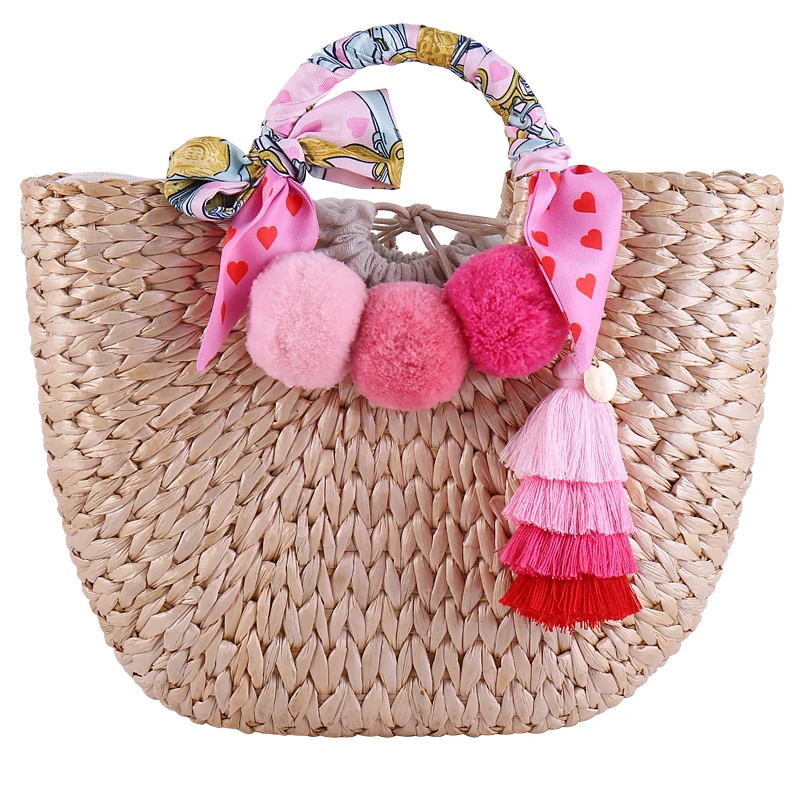 Women's Bohemian Bag with Tassel Ladies Hand Bags Straw Basket Large Tote Summer Beach Bag for Womens Handbags and Purses