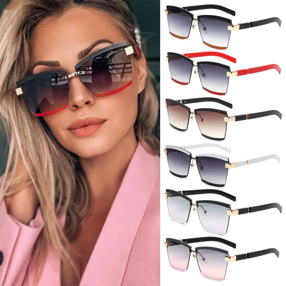 Fashion Oversized Square Sunglasses Without Frame For Women Candy Color Sunglasses Gradient Travel Eyewear UV400 Auto Accessory