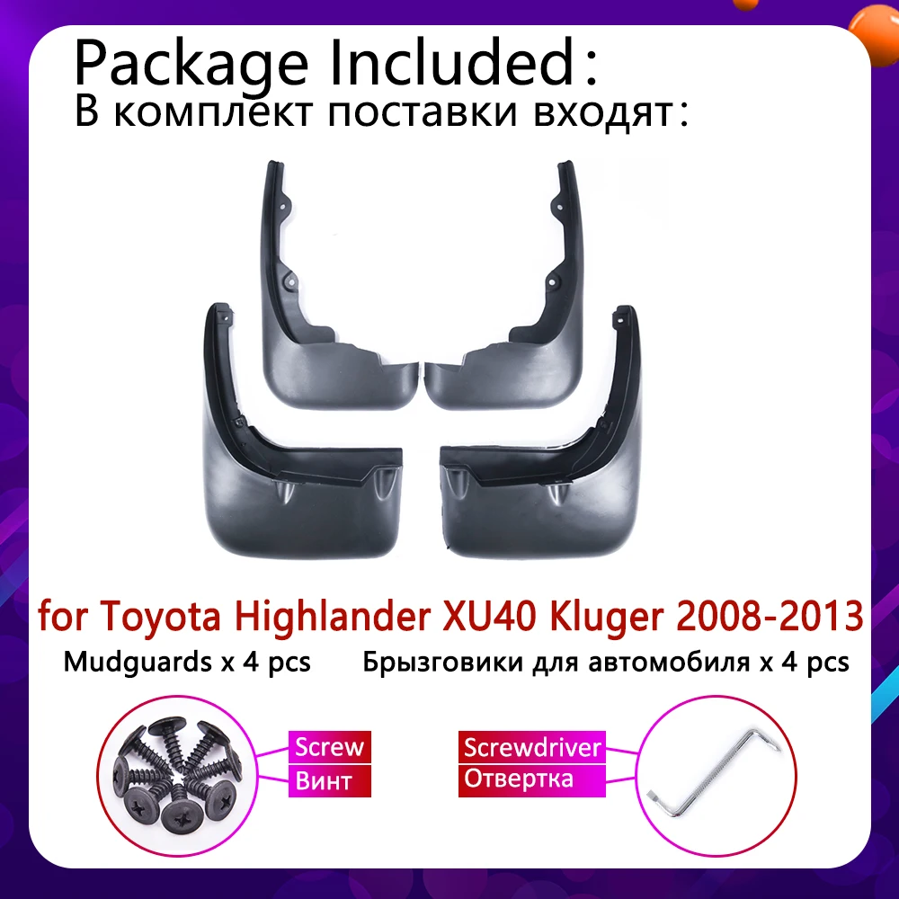 for Toyota Highlander Kluger XU40 2008~2013 Mudguards Mudflap Fender Mud Flaps Splash Flap Guards Car Accessories 2009 2010 2011