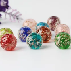 10szt Okrągłe świecące ręcznie robione szkło Lampwork 6mm 8mm 10mm 12mm 14mm Luźne koraliki do tworzenia biżuterii DIY Bransoletka Rzemiosło Znaleziska