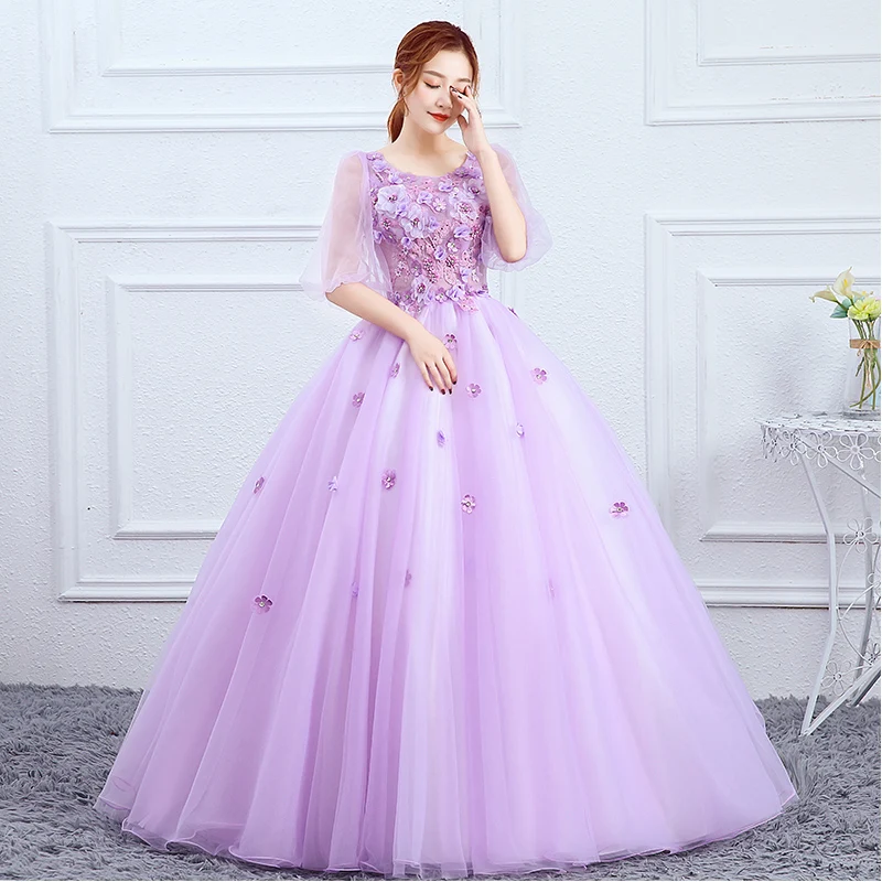 light lavender flowers ball gown lovely gown Sissi princess dress Victorian /Marie/can customs making/design welcome