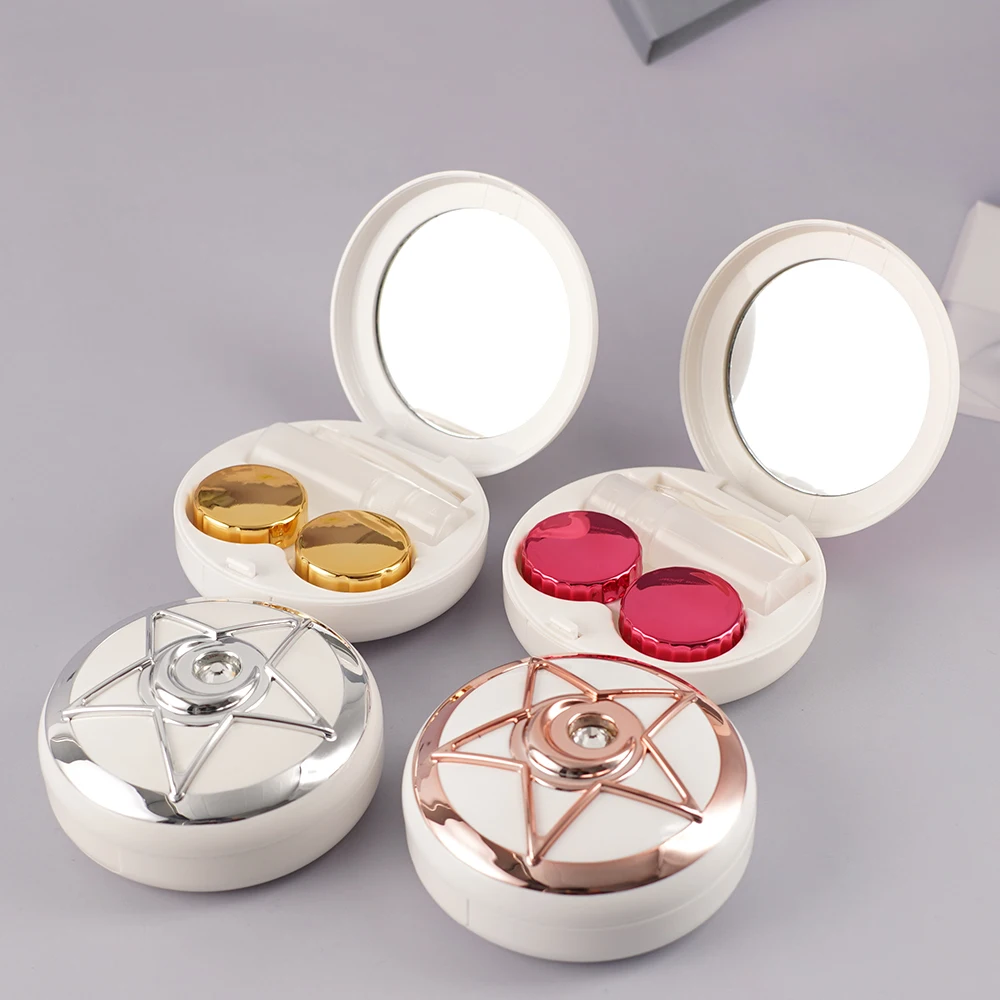 Kontaktlinsen Fall Lagerung Runde Star Abdeckung Schüler Fall Reise Container Halter Storage Box Für Reise Unsichtbare Brille Organizer