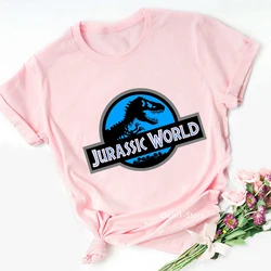 Jurassic Park/World Dinosaur Print T-Shirt Women Summer Top Female Pink T Shirt Funny Vintage Graphic Tees Shirt Femme Outwear