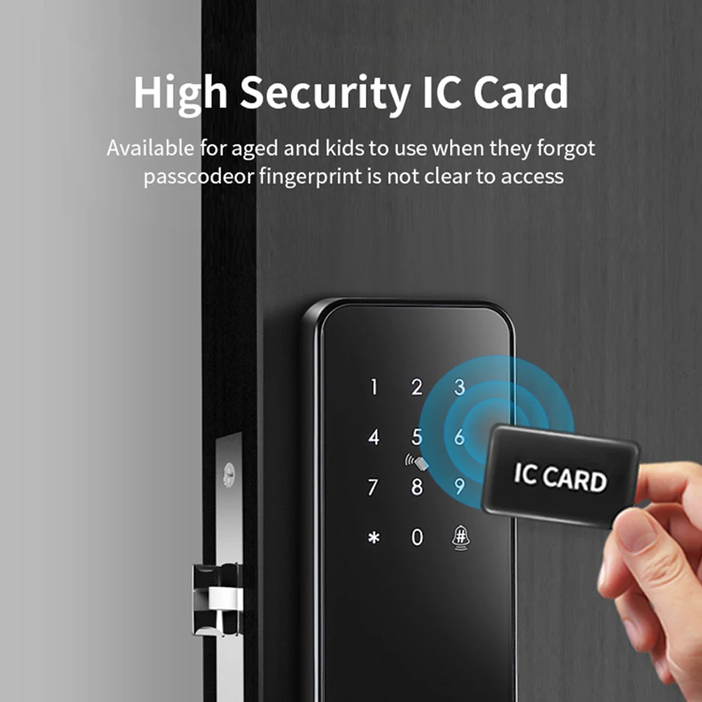 Intellithings Tuya Smart Electronic Fingerprint Lock with Doorbell Function WiFi APP Card Key Unlock Security For Home Apartment
