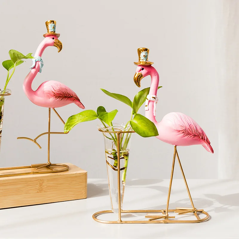 

Firebird ins glass water vase ice cream shop table girl heart ornaments Flamingo decorations