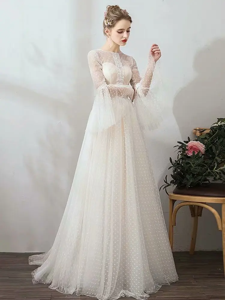 Hochzeit Kleid Свадебные платья Novia Vestido Longue Hochzeit Party Kleid Tüll Robe De Soiree Elegante Bodenlangen Spitze-up