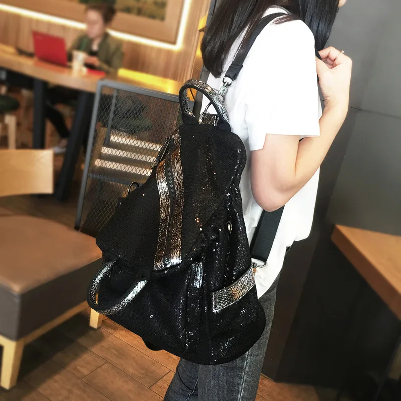 Trendy Brand 2024 Women Backpack Ita Large Capacity Sequins Bagpack Fashion Diamond Personalized Portable School Shoulder Bag