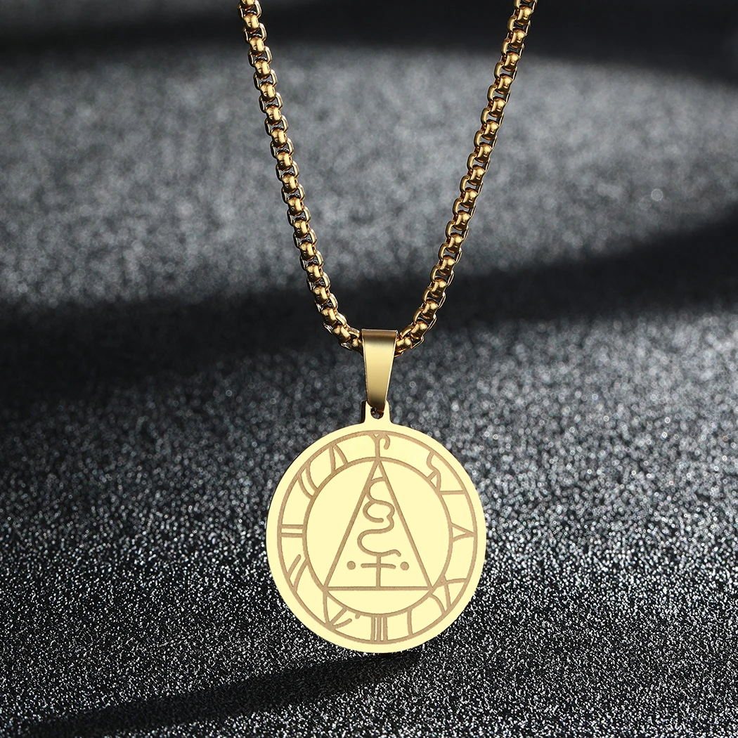 Kinitial Stainless Steel Seal of the Metatron Amulet Pendant Necklaces For Women Men Fashion Choker Jewelry Charm Necklace Gift