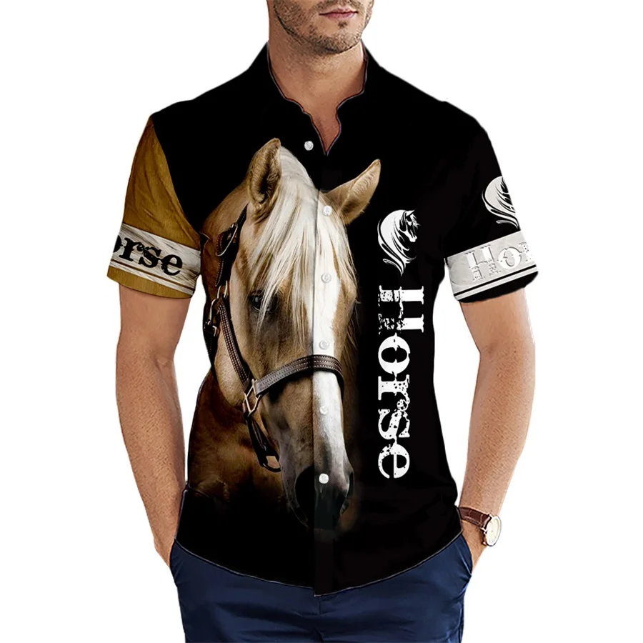 2021 Summer Short sleeve Shirts Animal Horse /Eagle /Rooster /Snail 3D All Over Printed Hawaiian Shirt Mens Casual Beach Shirt