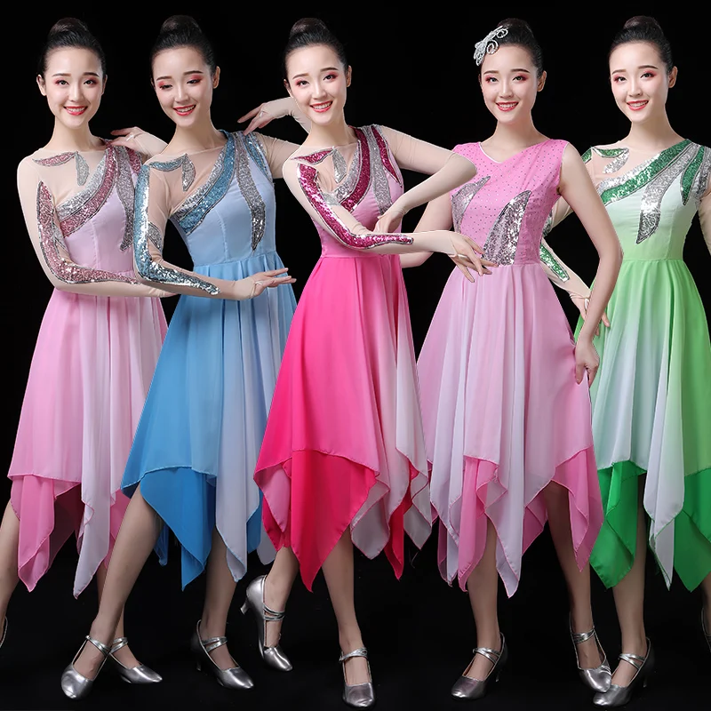 

Modern Dance Costumes Women Elegant Dress Square Dance Costumes New Suit Classical Opening Dance Dress Hanfu