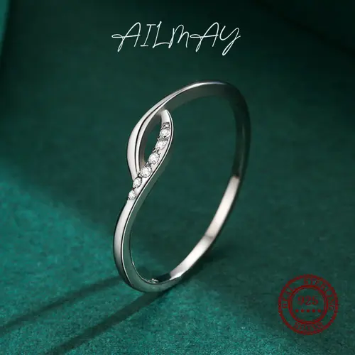 Ailmay 925 Sterling Silver Minimalist Fashion Stackable CZ Rings For Women Minimalist Fine Jewelry 2021 New Style - Image 2