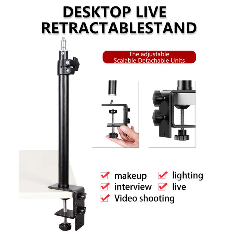 

Vlog LED Video Light Kit Desk Mount Studio Light Multi Desk Clamp Mount Stand Ring Light Flash Clip Light Holder Bracket