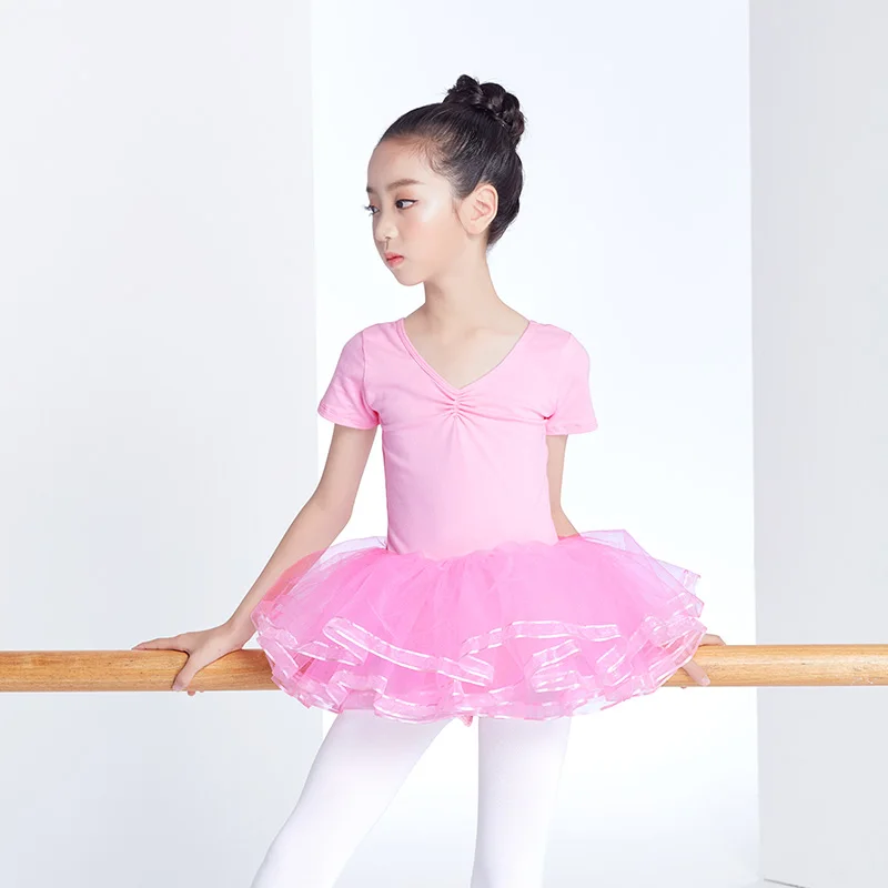 女の子バレエドレス体操レオタード長袖社交ダンスドレス/ショートバレエチュチュ子供のパフォーマンススーツ