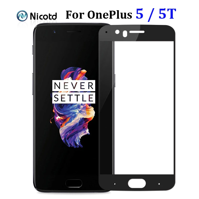 NicoTD Original Full Cover Screen Protector Glass For OnePlus 5 A5000 9H Screen Protector Glass for OnePlus 5T A5010 Safety Film