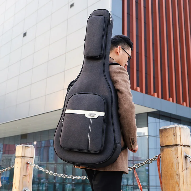 Black Guitar Bag 40 /41 inch Wearable Guitar Backpack 36 /38 Folk Classical Thickened Waterproof Oxford Bass Case