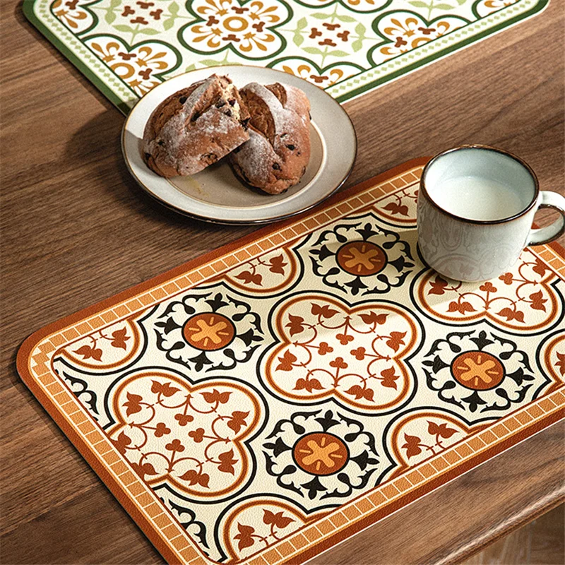 Retro Light luxury Leather Table Mat Home Kitchen Decoration Romantic Western Food Mat Heat insulation mat home bowl mat cup mat