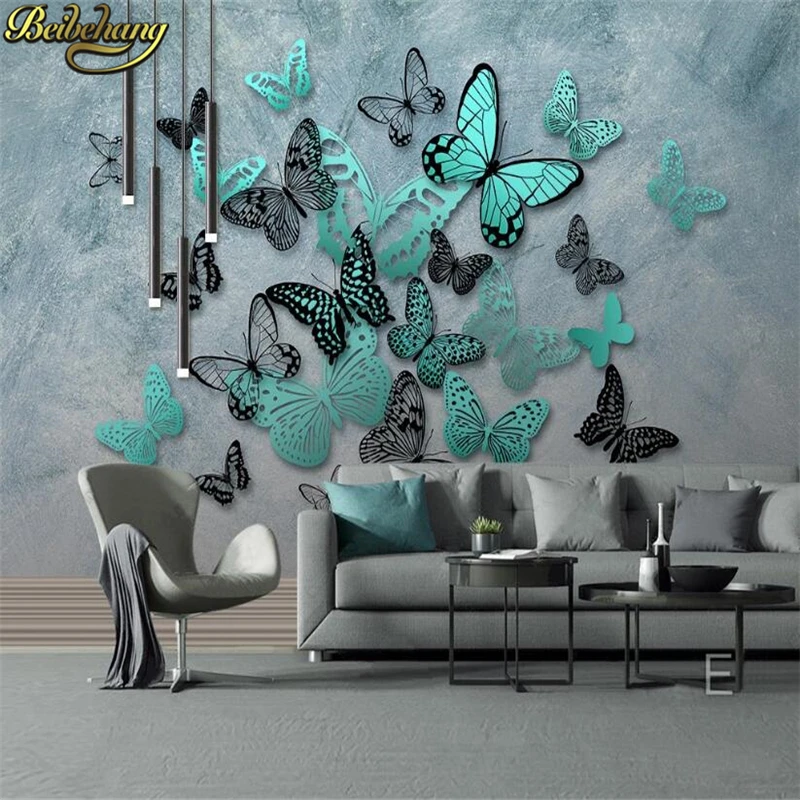 

beibehang custom Butterfly nostalgic cement Mural Wallpaper living room Bedroom Decor Wall Painting Modern Home Decor background