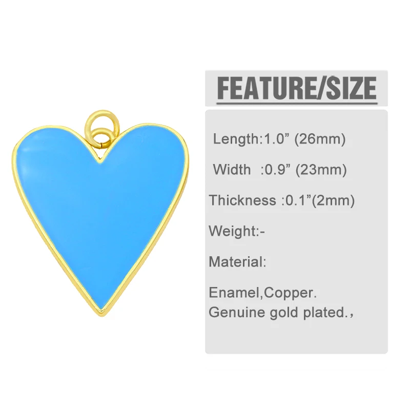 OCESRIO Brass 9 Colors Large Enamel Charms for Necklace Jewelry Making Colorful Heart Pendant Charms for Braclet Jewelry pdta353