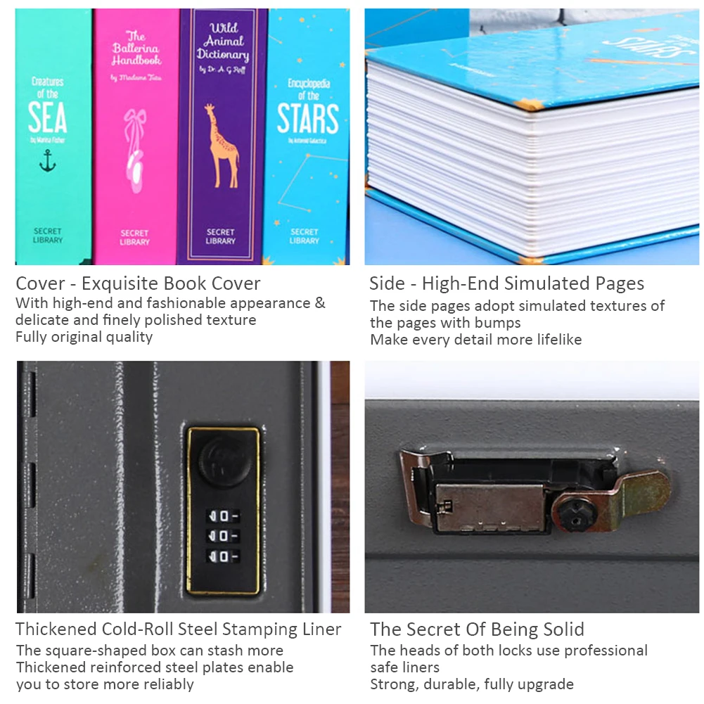 Password Box Safe Simulation Book Mini Home Password Code Book Safe Saving Pot Storage Box Book Password Box Craft #CW