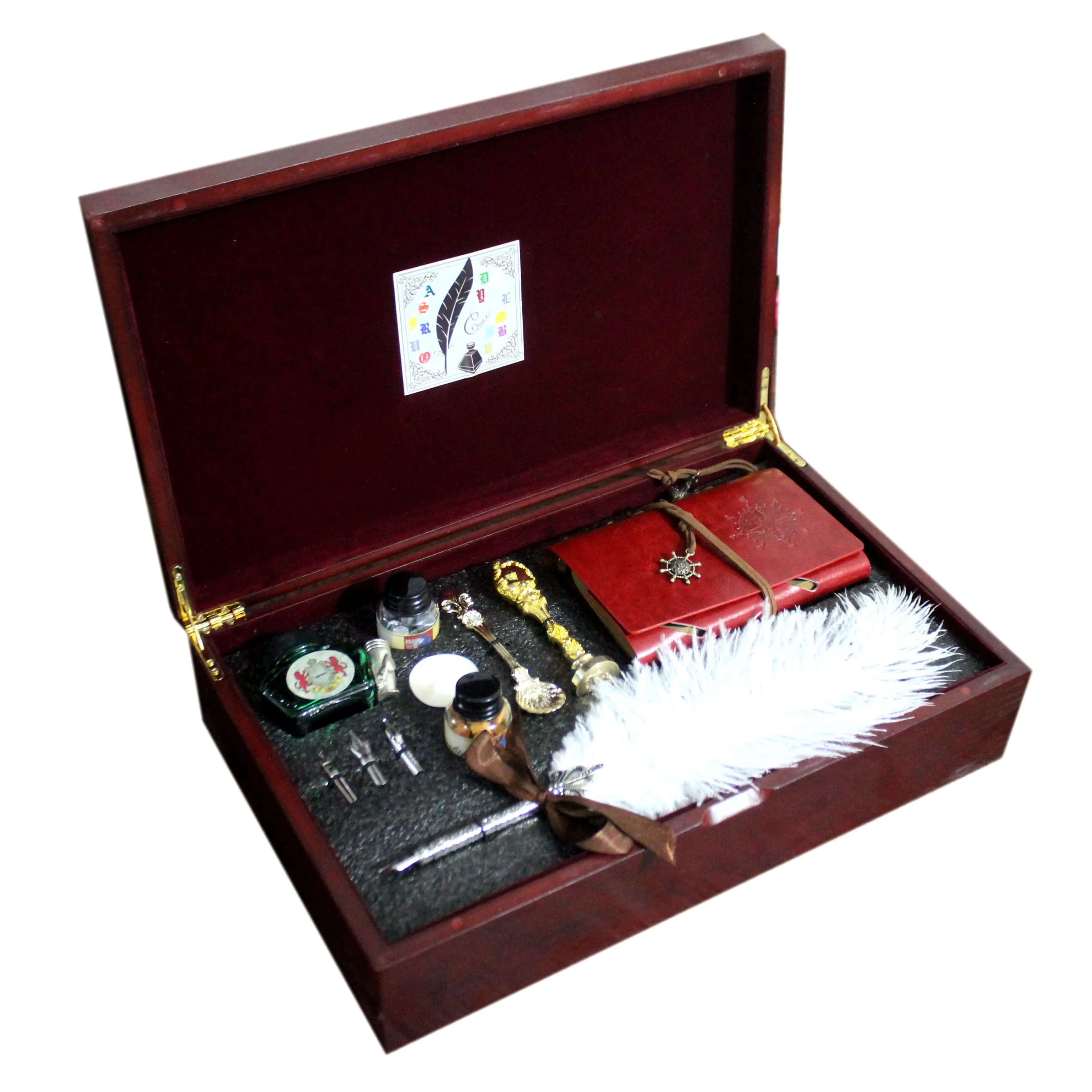 European-style British Feather Pen Dip Pen Quill Pen With Notebool,sealing Wax And Ink Gift Box