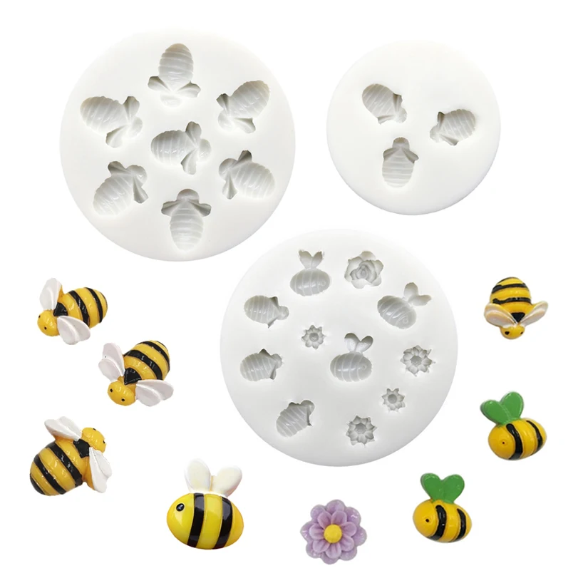 Bee Flower Silicone Mold Fondant Cake Chocolate Candy Jello Silicone Decorating Tools