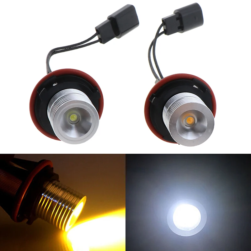 1PC E39 E60 E87 X5 LED Angel Eye Ring Marker Side Light White Yellow LED With Bulb Connector Cable