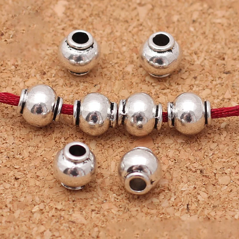 20pcs/lot Fashion Tibetan Silver Lantern Loose Spacer Beads 8mm Handmade Separation Prayer Metal Beads DIY Jewelry Findings