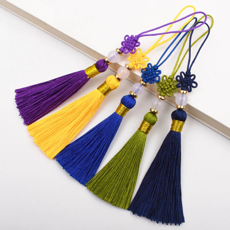 5pcs 13cm Chinese Knot Color Mini Jade Bead Tassels DIY Crafts Arts Jewelry Clothes Decor Fringe Gift Pendant Tassel Accessories