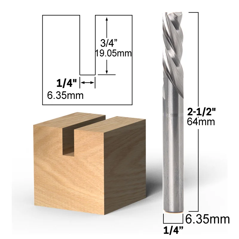 1/4 Shank Three Flutes Down cut Spiral End Mills cnc Router Bits Woodworking cutters for wood milling cutters end mill