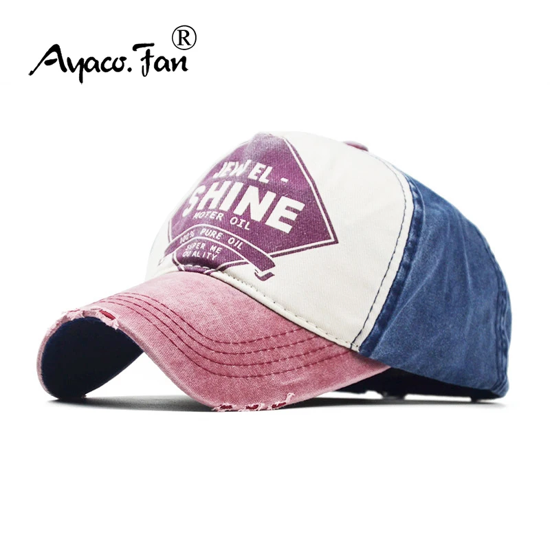 

Patchwork Baseball Cap Women Summer Denim Hats Men Spring Printed Baseball Hats Cotton Outdoor Vintage Hole Visor Casual Cap