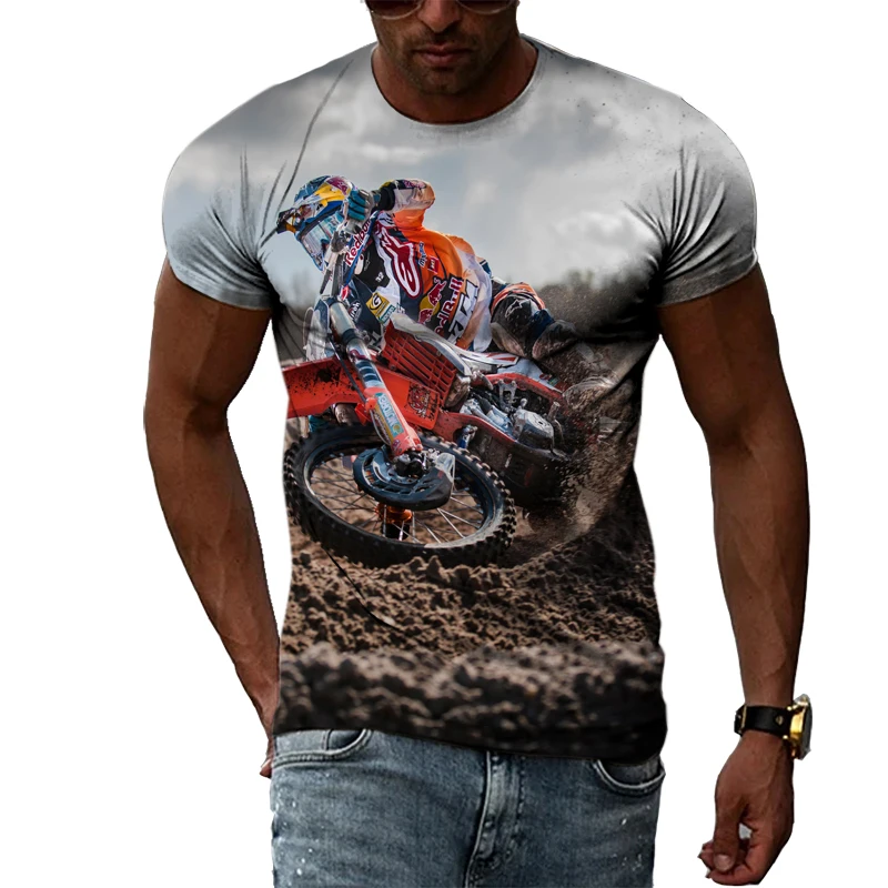 New 3D Men Fashion Motocross graphic t shirts Summer Casual Print short sleeve t-shirts Cool Locomotive Pattern T-shirts Tops