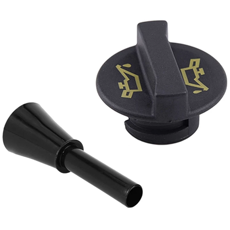 

2 Pcs Car Accessories: 1 Pcs Car Emergency Fuel Gas Petrol Filler Funnel Oil Black & 1 Pcs Oil Filler Cap