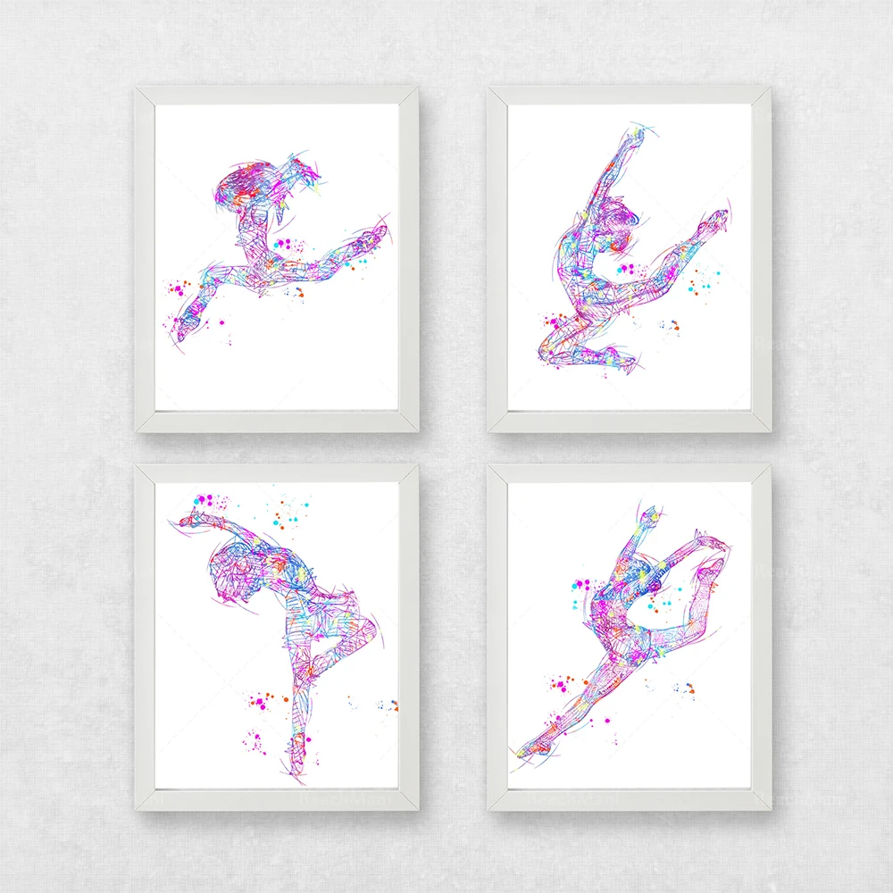 

ensemble de 4 tirages bruts de croquis de danse moderne, affiche moderne de danse, ensemble moderne de croquis de danse, art mod