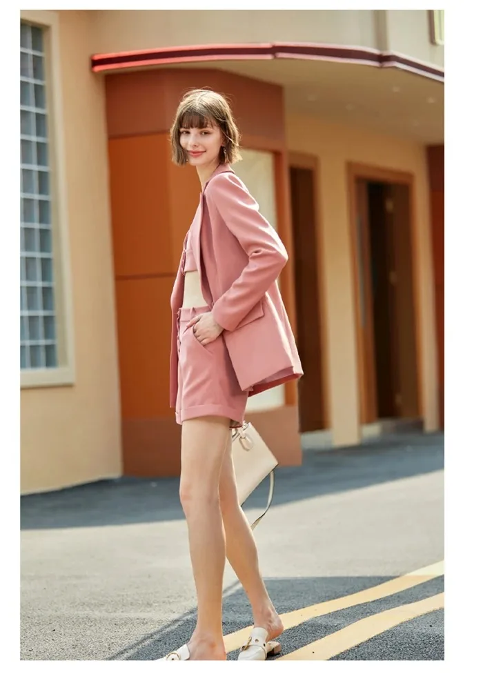 

Sexy Women Suits High Quality Streetwear Catwalk Casual Daily Shorts Blazer Club Casual Office Lady Coat 2 Pieces