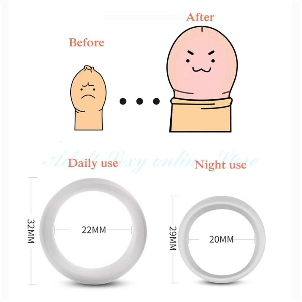 2PCS Silicone Male Foreskin Corrector Resistance Ring Delay Ejaculation Penis Rings Sex Toys for Men Daily/Night Cock Ring