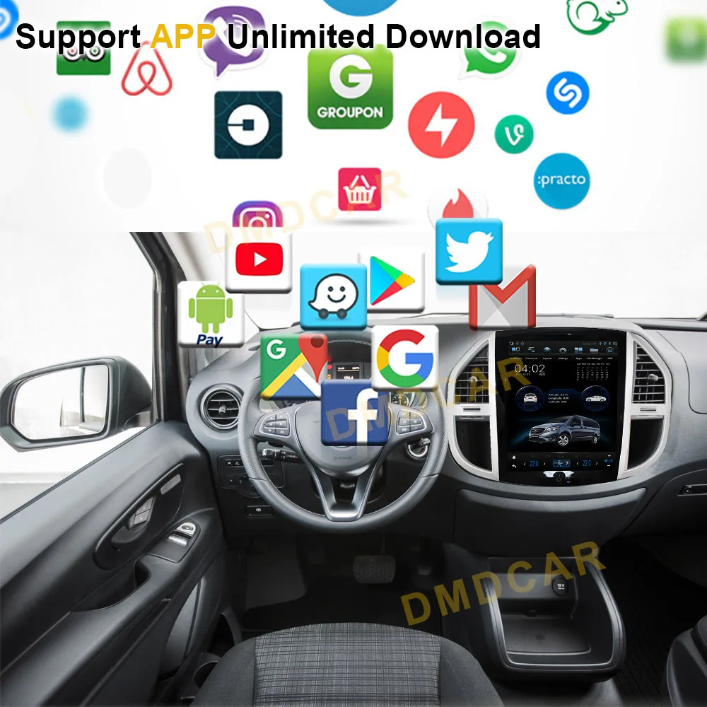 Tela Vertical Estilo Tesla para Mercedes Benz Vito W447, rádio do carro, reprodutor de vídeo multimídia automotivo, Android 9, Navi, 12.1 Polegada