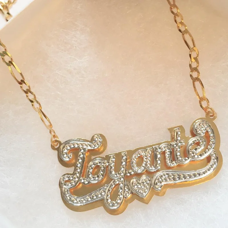 

Personalized Name Necklace Double Gold Plated Nameplate Custom Necklace 3D Customized Necklaces Hip Pop Jewelry