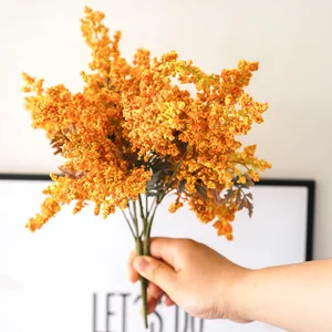 زهور الخزامى الاصطناعية الرغوية الجميلة ، باقة نباتات القمح المزيفة الرخيصة ، عيد الميلاد ، الزفاف ، زخرفة الطاولة المنزلية ، الحرف الخريف أفضل 12 ترتيبات بيع مع آذان القمح - No8